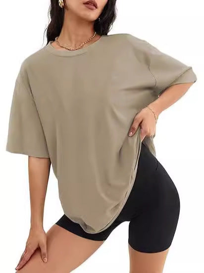 Plus Size Women's Round Neck T-Shirt Pullover Loose Short Sleeve 490