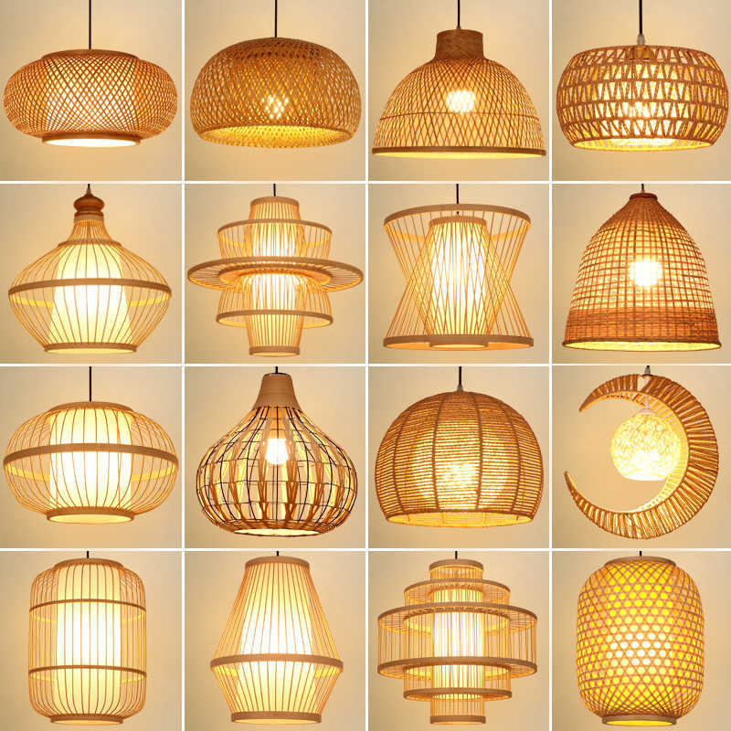 Bamboo woven lanterns and pendant lights, new Chinese style, bamboo art lights for restaurants and shops, commercial use 599