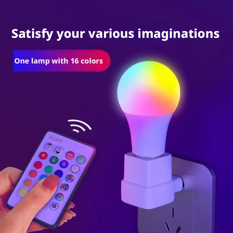 A60 Colorful RGB Light Bulb 16 Color LED Remote Control Light Bulb Internet Celebrity Live Room Dimming Atmosphere Light Bulb 542