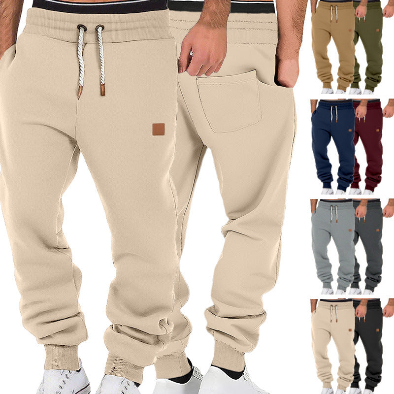 Men's Spring and Autumn Solid Color Trendy Sports Casual Sweatpants European and American Loose Jogger Slouch Pants 479