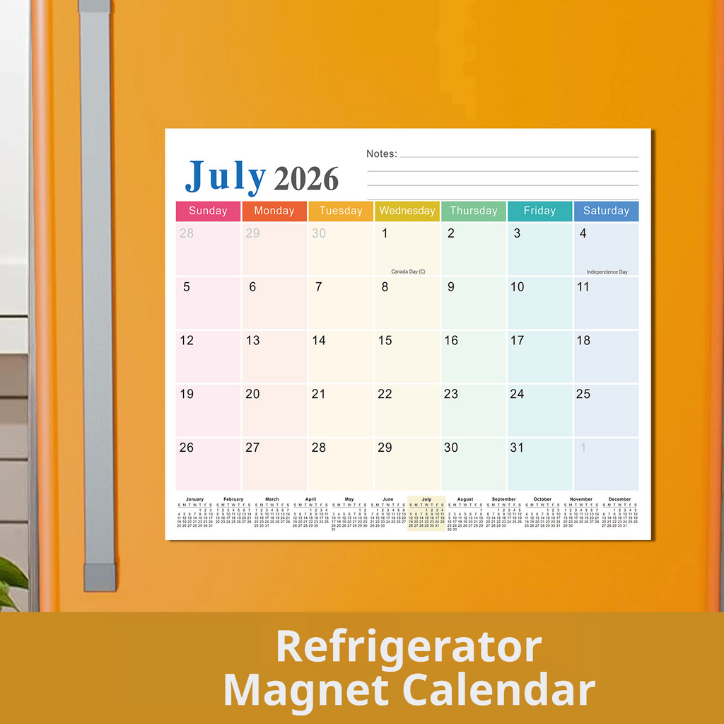 26-27 Year 18 Month English Wall Calendar Magnetic Removable Refrigerator Sticker Calendar Home Calendar Schedule 578