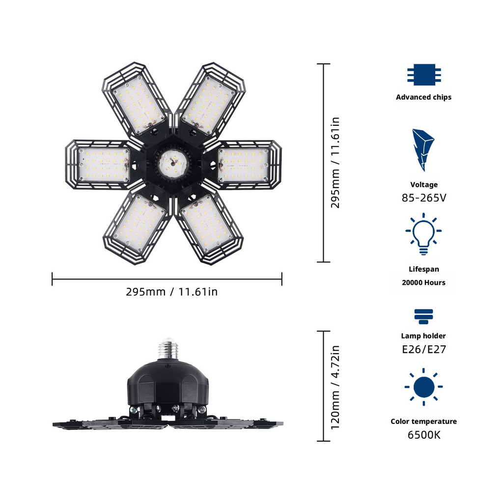 LED Folding Deformable Garage Light 180W200W Mining Lamp Factory Mall Warehouse Lighting 540