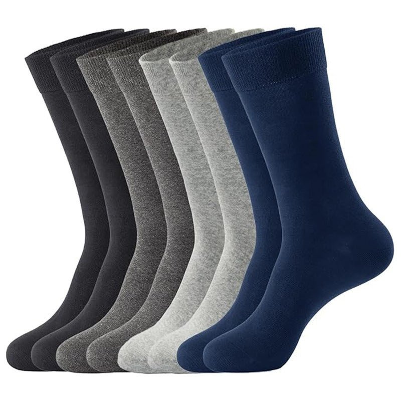 Breathable mid-calf plus size solid color business party cotton socks men's long socks all year round 487