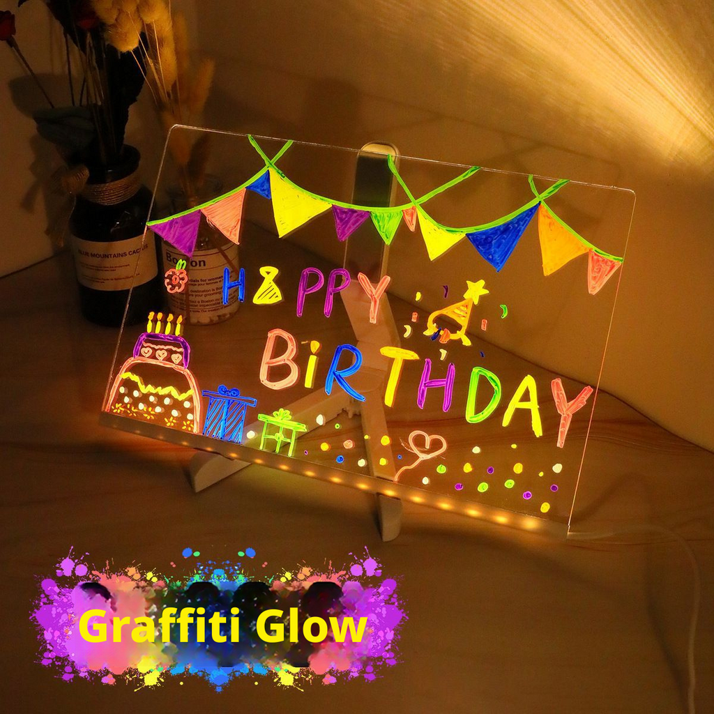Glowing drawing board, children's toy, luminous fluorescence, magical DIY double-sided acrylic hand drawn board, girl's gift 568