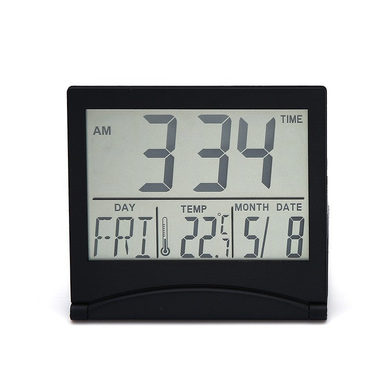 Folding desktop LCD electronic clock multifunctional date and temperature alarm clock 589