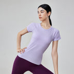 7A Antibacterial Slimming Yoga Short-Sleeve Crew Neck Breathable Running Sports T-Shirt 42001TX