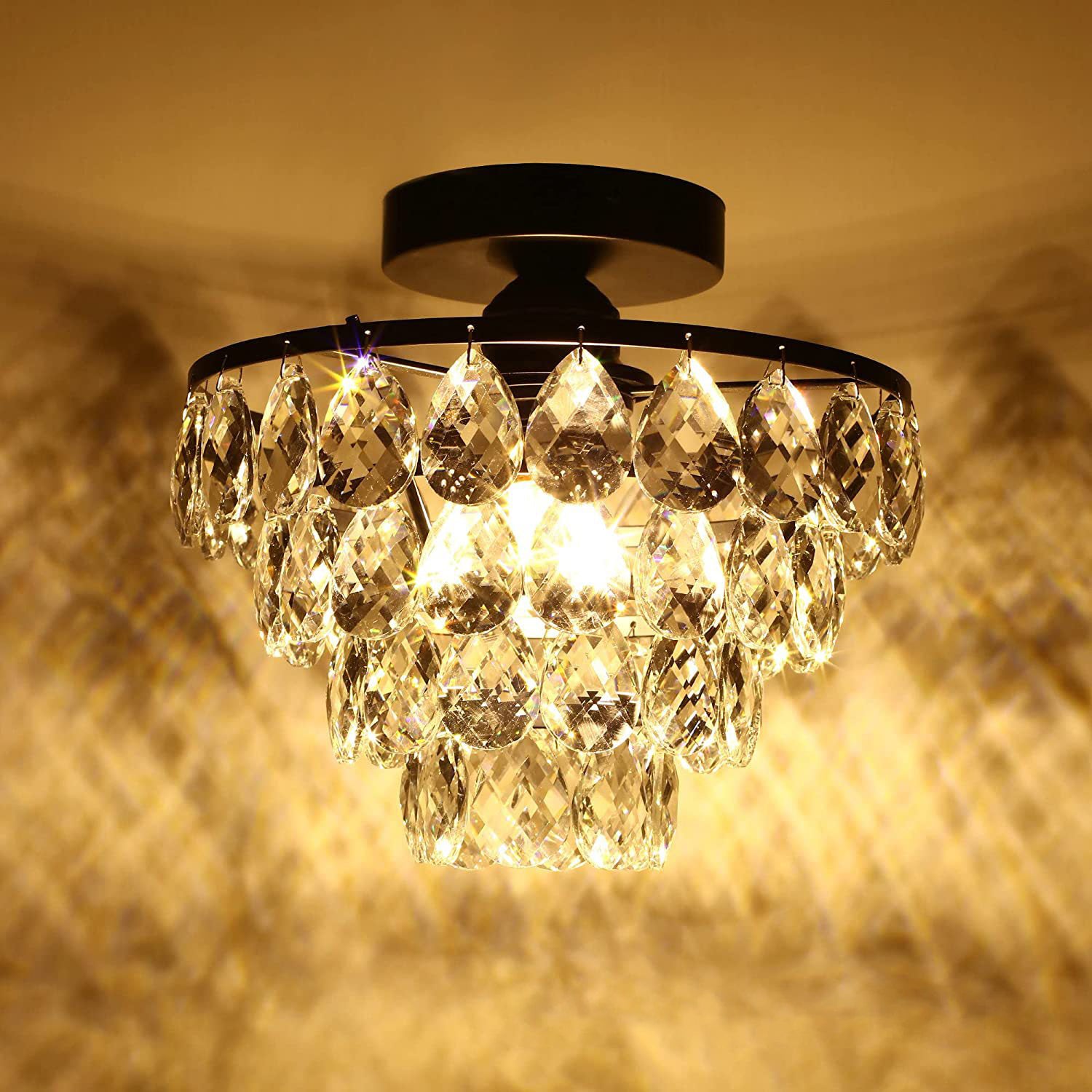 Modern minimalist LED hallway light with black crystal ceiling light fixture for entryway corridor lighting 601