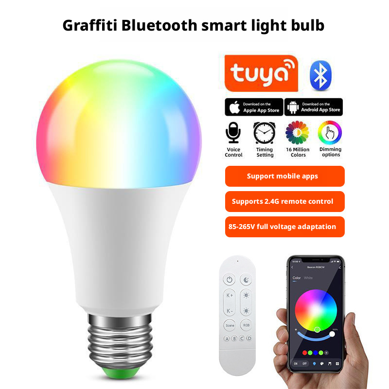 Furniture Graffiti Bluetooth Smart LED Light Bulb E27 Home 15W Color Remote Control APP 539