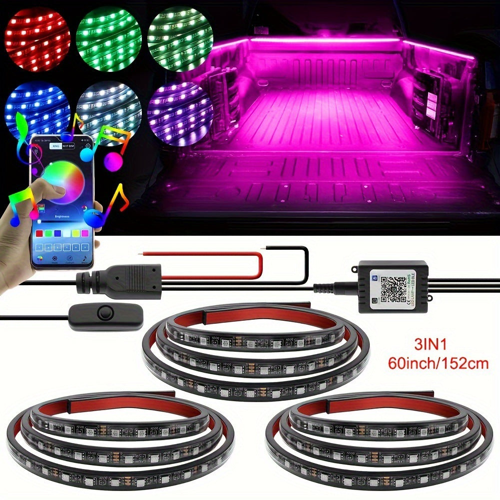3-in-1 60 inch 150cm neon RGB APP suitable for SUV freight pickup trucks 557