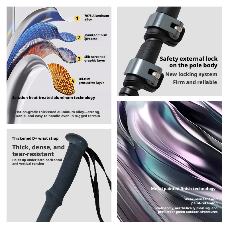 Aluminum alloy trekking poles, outdoor hiking poles, ultra-lightweight and retractable 509