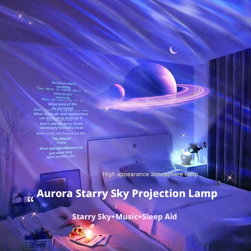 Ten thousand Mars overhead projection lights, Northern Lights atmosphere, romantic atmosphere, bedroom with stars all over the sky 543