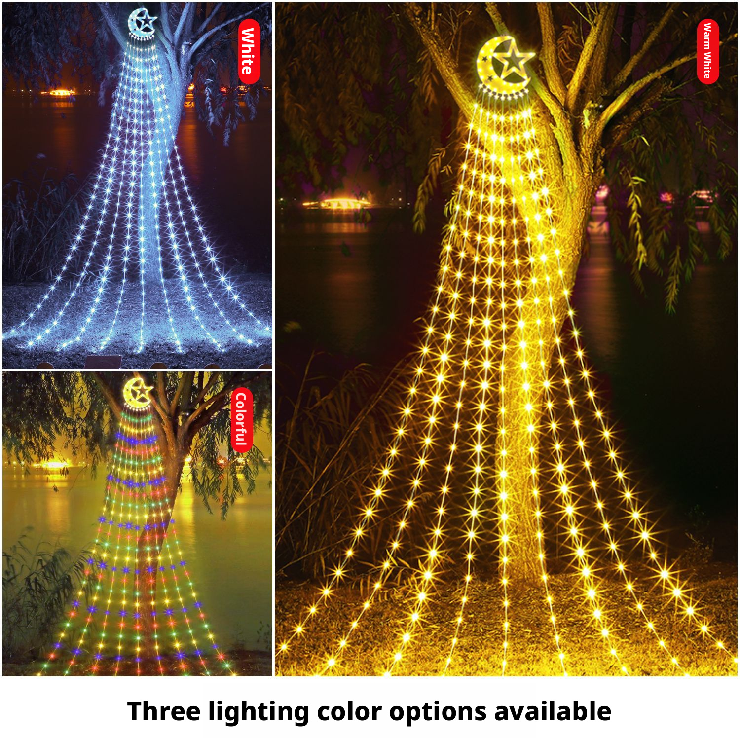 LED lights, solar courtyard decoration lights, colorful waterfall lights, moon pentagonal star lights, outdoor LED light strings 562