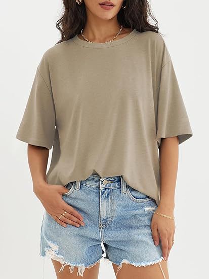 Plus Size Women's Round Neck T-Shirt Pullover Loose Short Sleeve 490