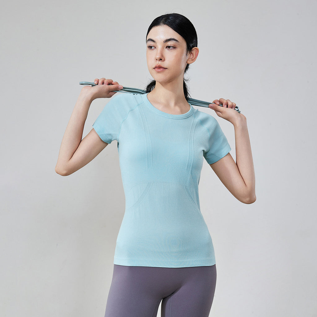7A Antibacterial Slimming Yoga Short-Sleeve Crew Neck Breathable Running Sports T-Shirt 42001TX