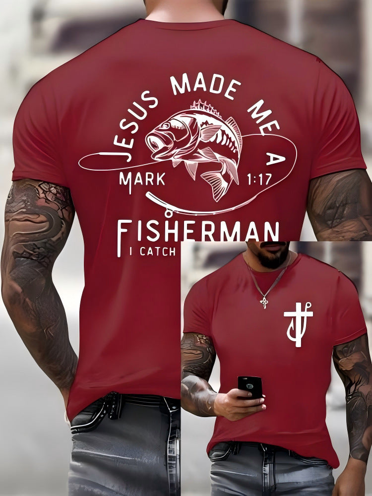 Men's slim fit short-sleeved T-shirt with exclusive logo print, comfortable and versatile 482