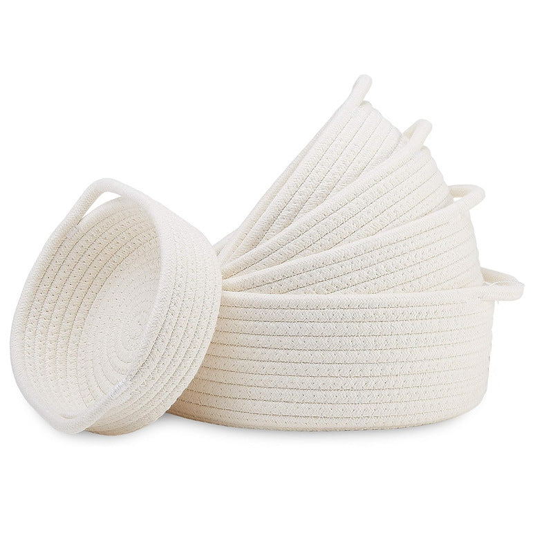 Five-piece cotton rope storage basket set, cute round cotton rope woven storage basket, small size, home storage basket 608