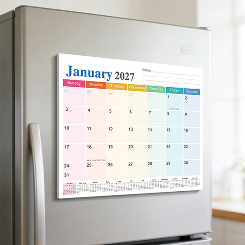 26-27 Year 18 Month English Wall Calendar Magnetic Removable Refrigerator Sticker Calendar Home Calendar Schedule 578