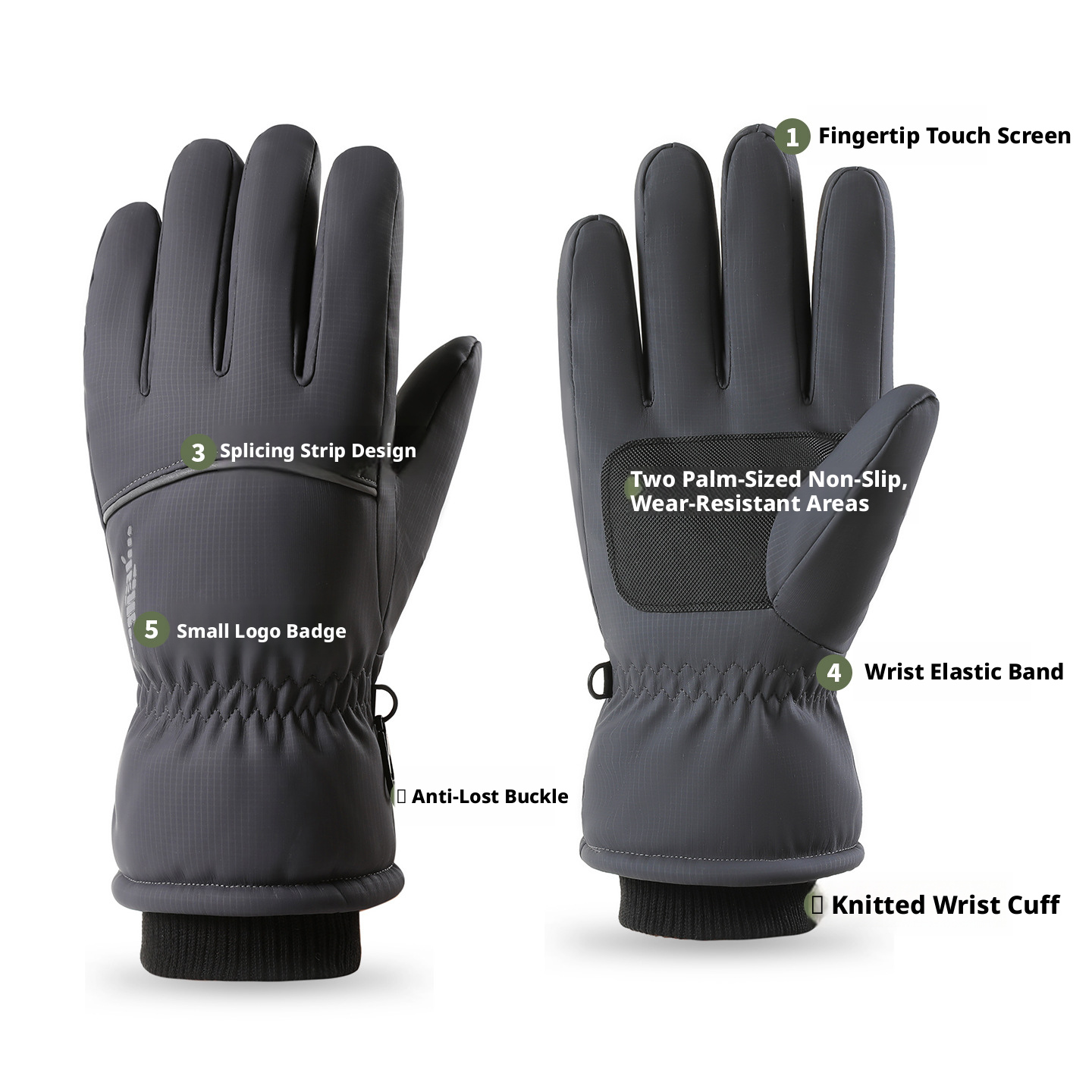 Men's winter warm gloves, fleece-lined, thickened, touchscreen gloves, non-slip warm gloves 526