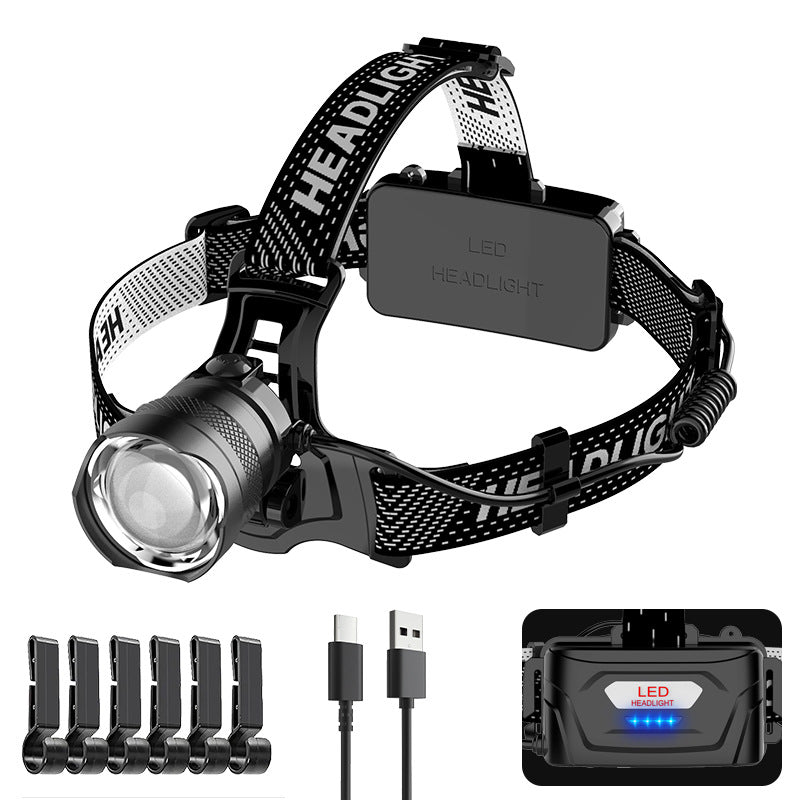 Outdoor sensor headlamp with white laser telescopic zoom and rechargeable sensor headlamp 522