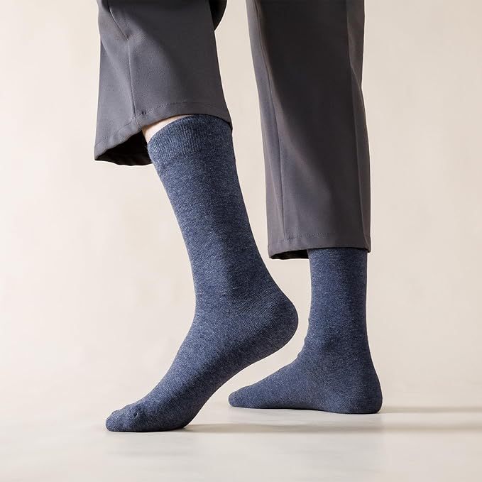 Breathable mid-calf plus size solid color business party cotton socks men's long socks all year round 487