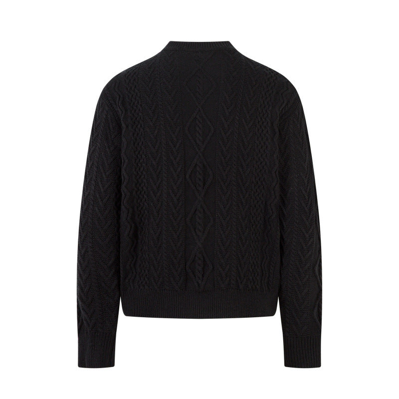 Retro casual and relaxed style Henley collar knit sweater, loose and warm, long-sleeved for couples. 463