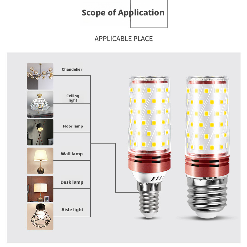 LED bulb screw energy-saving corn lamp super bright household E27E14 crystal pendant light 549