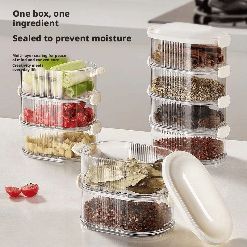Spice storage box, seasoning jar, household high-end peppercorn and star anise storage box, airtight jar, kitchen food grade 609