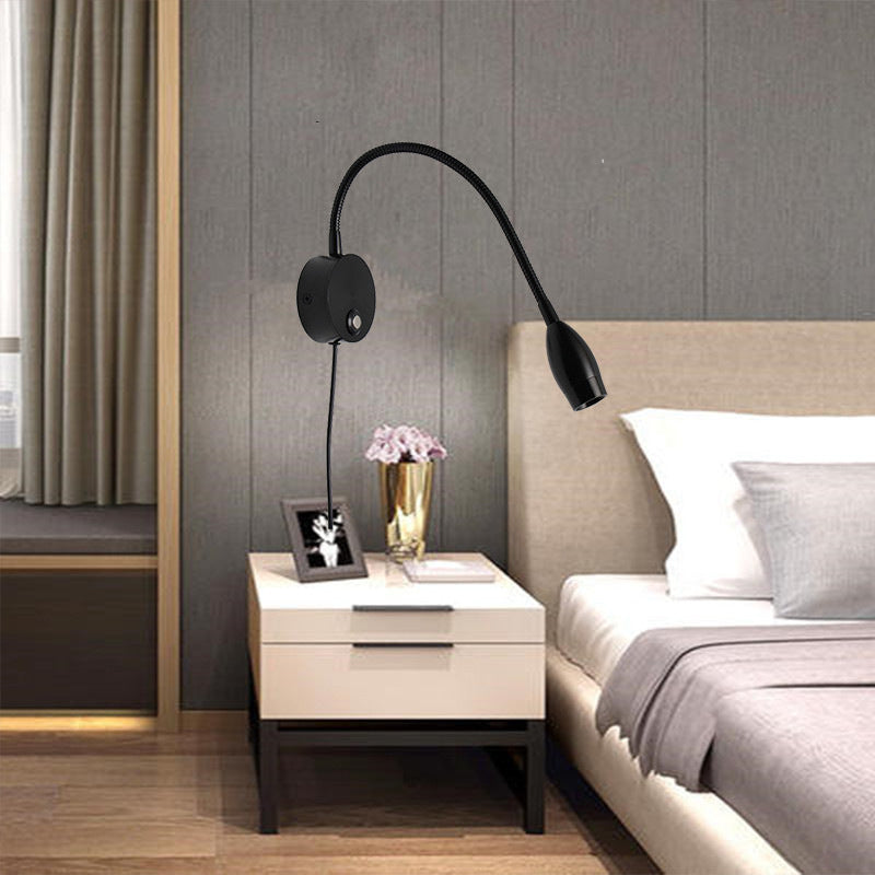 3W Gooseneck Bedside Reading Wall Lamp, Hotel Bedroom Bedside Reading Lamp, Indoor Flexible Wall Lamp, Simple Reading Lamp 595