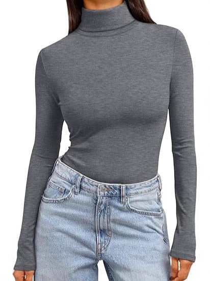 High-neck long-sleeved shirt, basic autumn thermal underwear 488