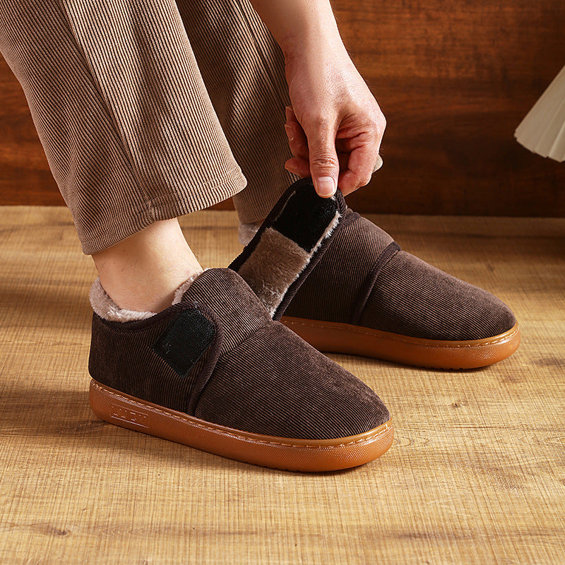 Cotton slippers with rubber soles, suitable for both men and women, indoor and outdoor wear, warm and fleece-lined for protection against the cold 495
