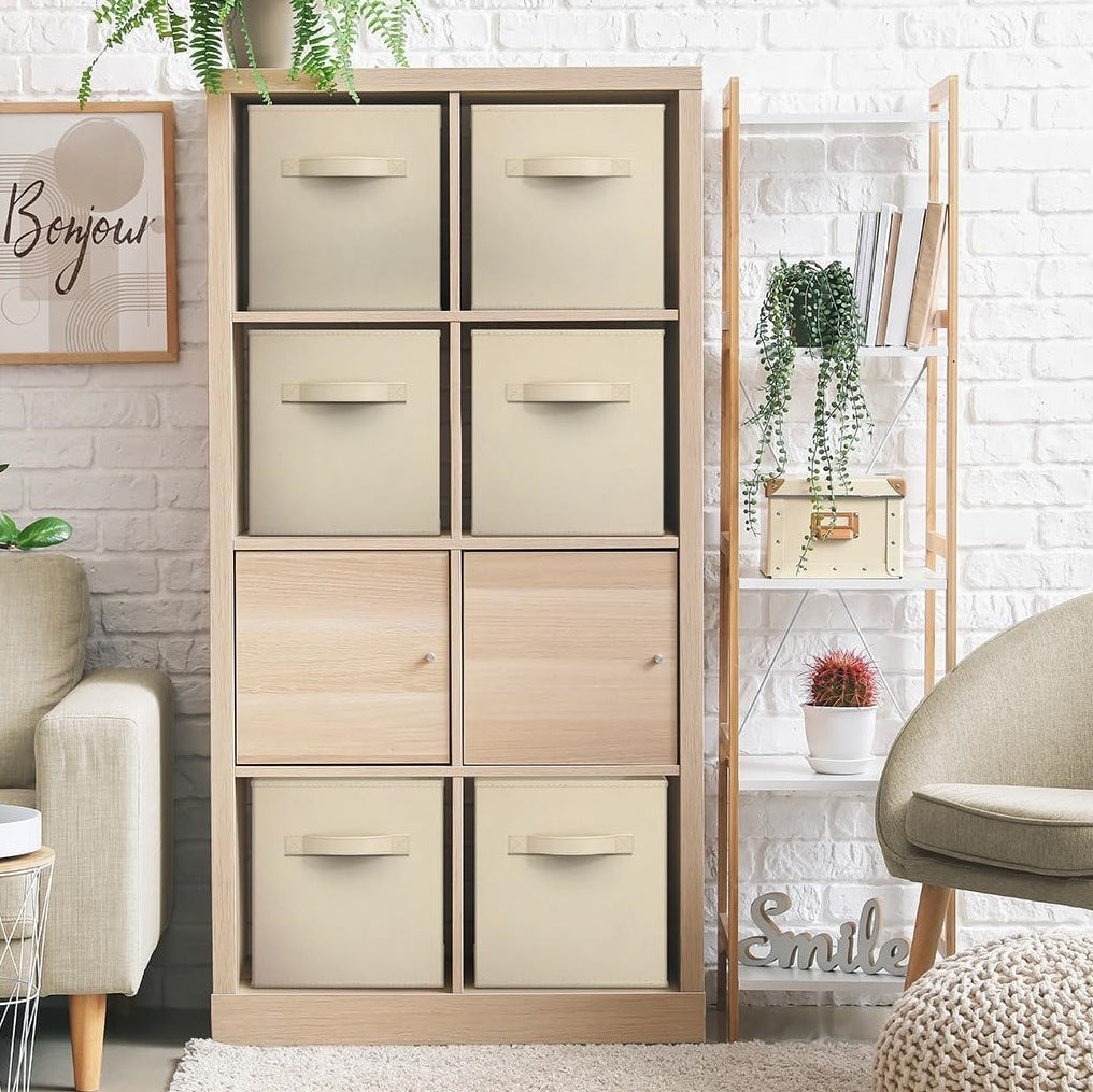 Foldable fabric storage box with handle, wardrobe drawer-style, square, lidless fabric storage box for clothes and miscellaneous items 613