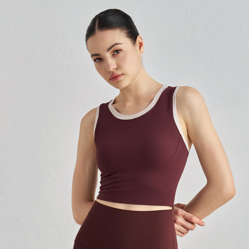 FPS Fixed Cup Sports Vest One-Piece Fitted Slimming Fitness Bra 1506WX