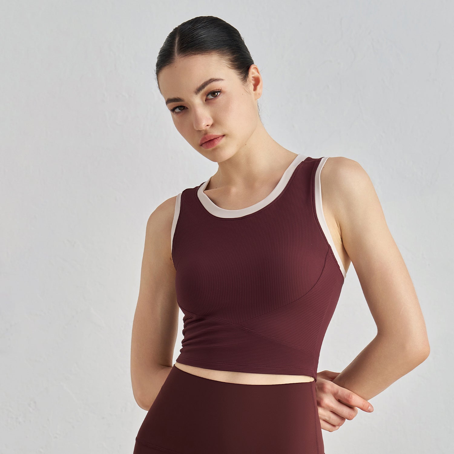 FPS Fixed Cup Sports Vest One-Piece Fitted Slimming Fitness Bra 1506WX