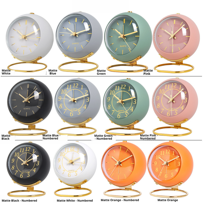 Creative electronic desk clock, minimalist children's alarm clock, new desktop bedside, student silent night light pointer clock 590