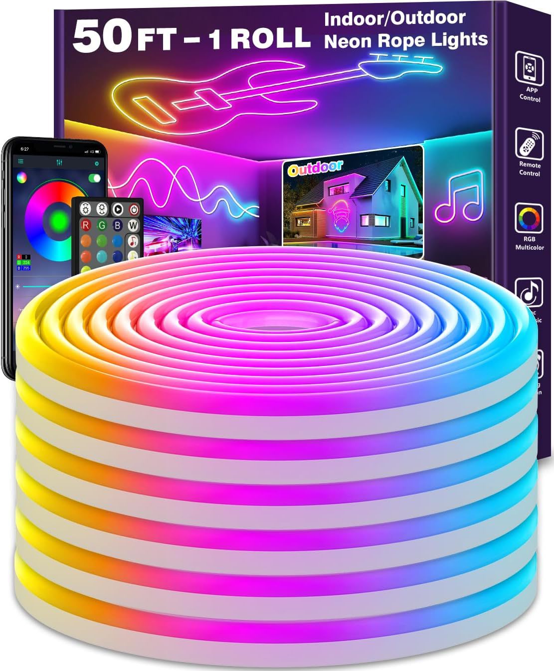 LED neon light with remote APP control IP65 flexible neon light strip 545