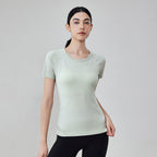 7A Antibacterial Slimming Yoga Short-Sleeve Crew Neck Breathable Running Sports T-Shirt 42001TX