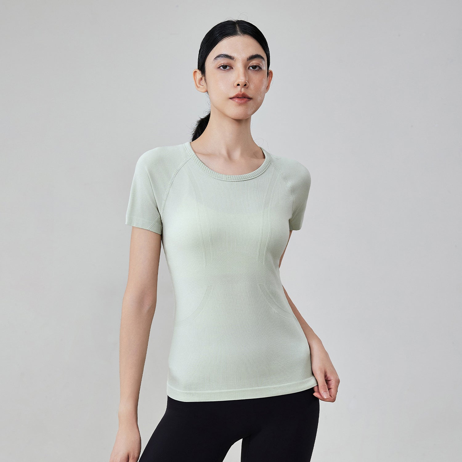 7A Antibacterial Slimming Yoga Short-Sleeve Crew Neck Breathable Running Sports T-Shirt 42001TX