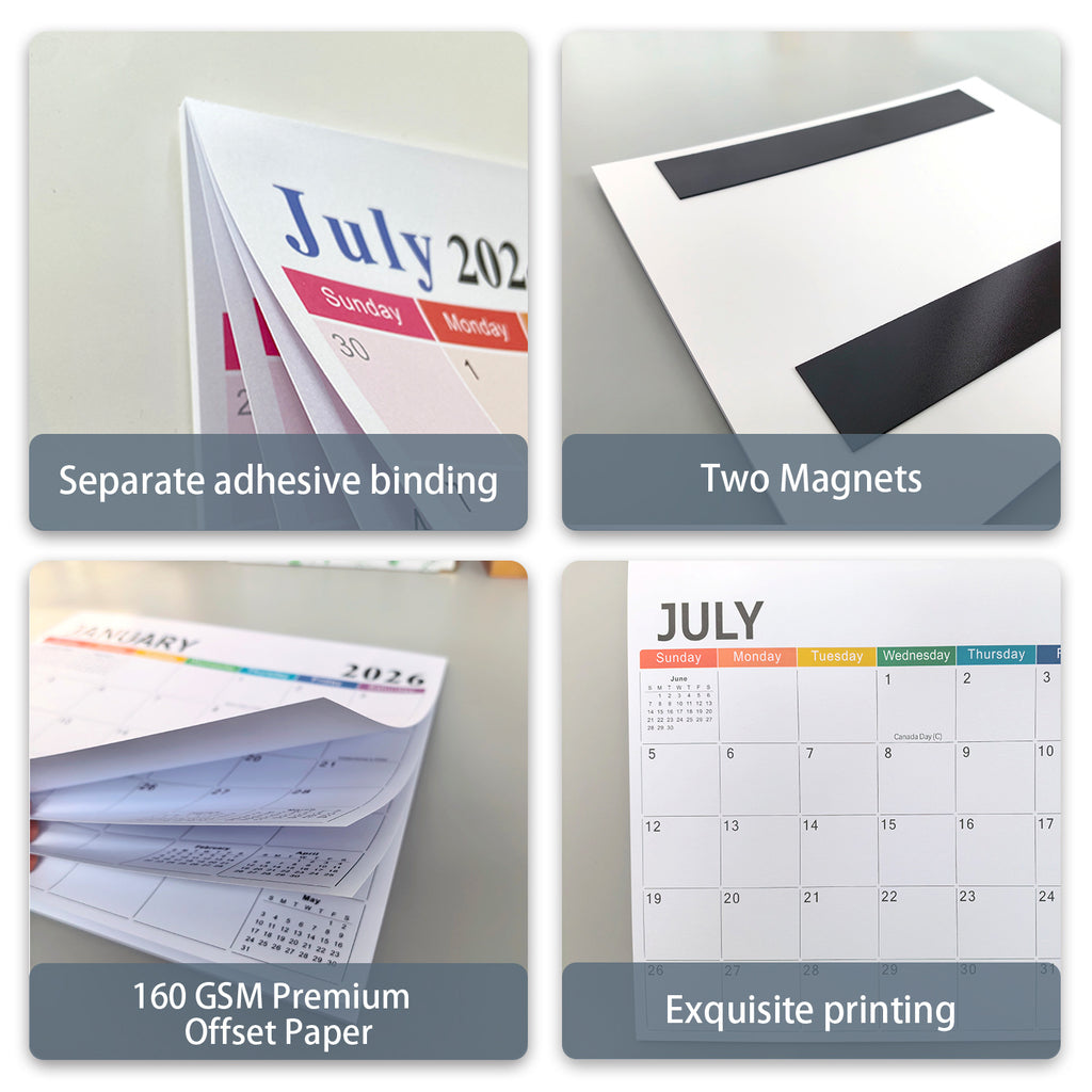 26-27 Year 18 Month English Wall Calendar Magnetic Removable Refrigerator Sticker Calendar Home Calendar Schedule 578
