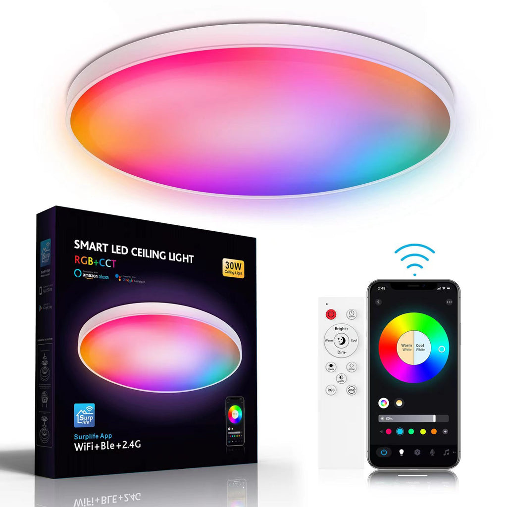 Modern intelligent WIFI ceiling light Bluetooth remote control dimming and color matching Alexa voice ultra-thin 30W 548