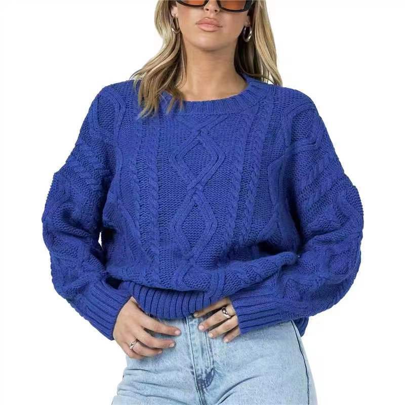 Stylish and comfortable silver-cornered knitted crew neck long-sleeved shirt 455