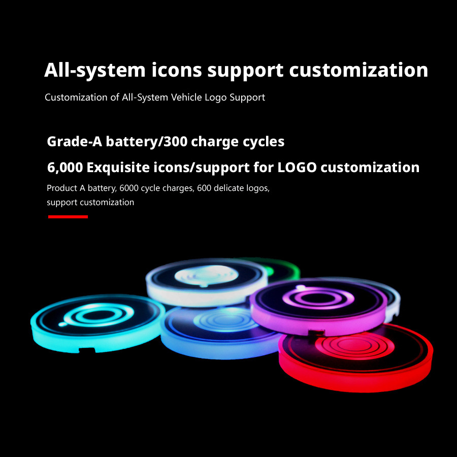 Car luminous coasters with single CE certification, popular car charging cup lights 558