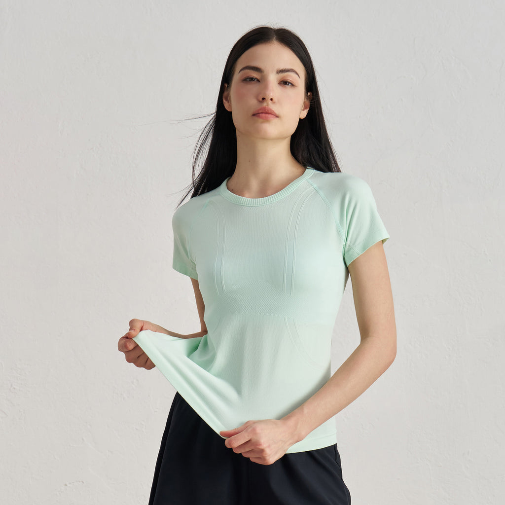 7A Antibacterial Slimming Yoga Short-Sleeve Crew Neck Breathable Running Sports T-Shirt 42001TX