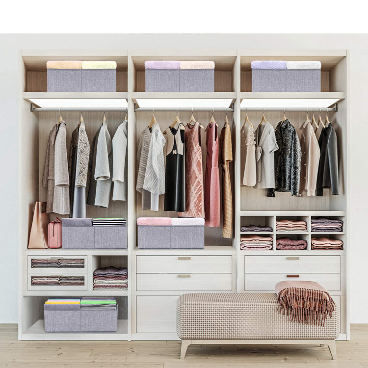 Foldable dormitory wardrobe organizer box for home use, cotton and linen fabric storage box 607