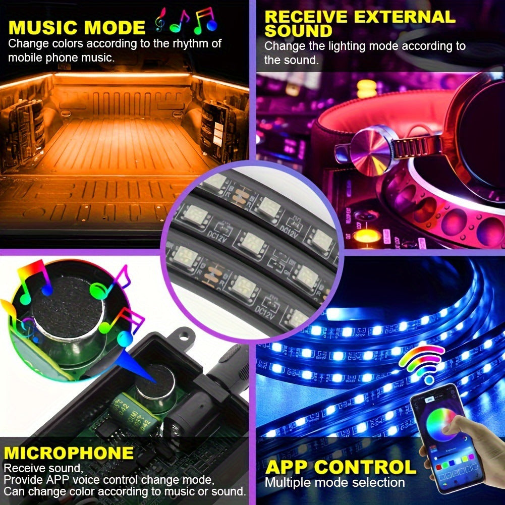 3-in-1 60 inch 150cm neon RGB APP suitable for SUV freight pickup trucks 557