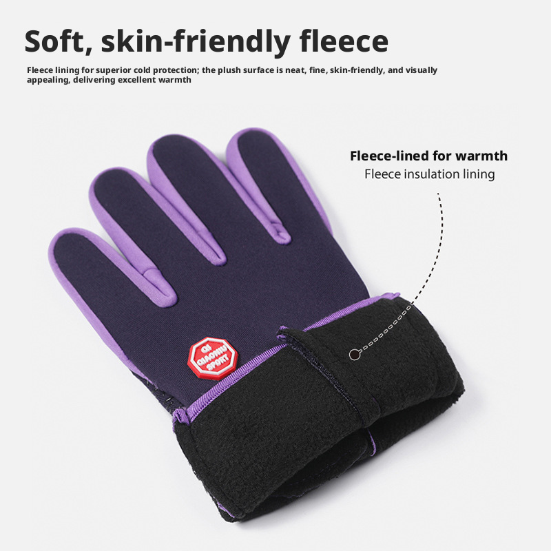 Men's outdoor sports gloves with zipper, fleece lining, touchscreen, and waterproof, perfect for autumn and winter 517