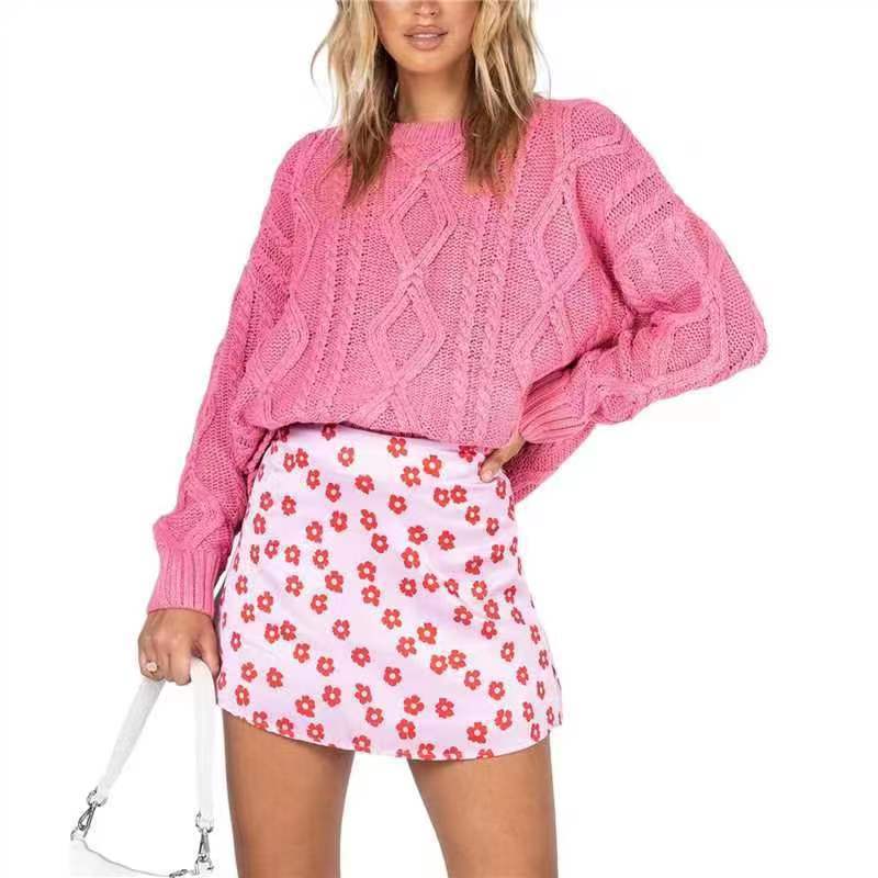 Stylish and comfortable silver-cornered knitted crew neck long-sleeved shirt 455