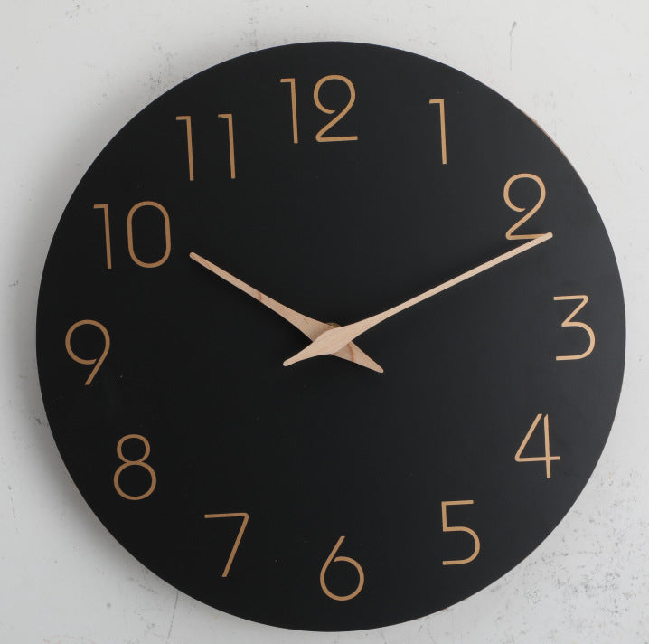 10 inch wall clock, living room, simple, no drilling, wall decoration, clock, silent MDF clock 592