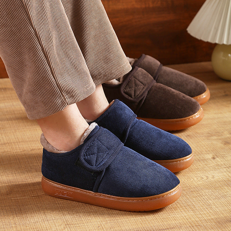Cotton slippers with rubber soles, suitable for both men and women, indoor and outdoor wear, warm and fleece-lined for protection against the cold 495