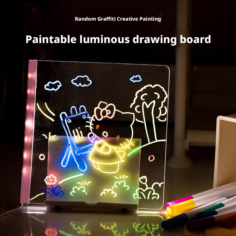Glowing drawing board, children's toy, luminous fluorescence, magical DIY double-sided acrylic hand drawn board, girl's gift 568