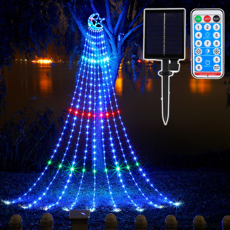 LED lights, solar courtyard decoration lights, colorful waterfall lights, moon pentagonal star lights, outdoor LED light strings 562